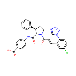 O=C(O)c1ccc(NC(=O)[C@@H]2[C@@H](c3ccccc3)CCN2C(=O)/C=C/c2cc(Cl)ccc2-n2cnnn2)cc1 ZINC001772655954