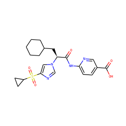 O=C(O)c1ccc(NC(=O)[C@H](CC2CCCCC2)n2cnc(S(=O)(=O)C3CC3)c2)nc1 ZINC000103241230