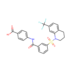O=C(O)c1ccc(NC(=O)c2cccc(S(=O)(=O)N3CCCc4ccc(C(F)(F)F)cc43)c2)cc1 ZINC000299859102