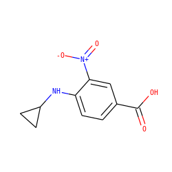 O=C(O)c1ccc(NC2CC2)c([N+](=O)[O-])c1 ZINC000003887756