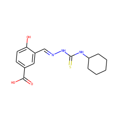 O=C(O)c1ccc(O)c(/C=N/NC(=S)NC2CCCCC2)c1 ZINC000028705986