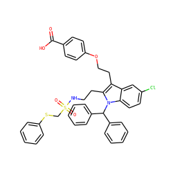 O=C(O)c1ccc(OCCc2c(CCNS(=O)(=O)CSc3ccccc3)n(C(c3ccccc3)c3ccccc3)c3ccc(Cl)cc23)cc1 ZINC000049841447
