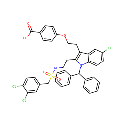 O=C(O)c1ccc(OCCc2c(CCNS(=O)(=O)Cc3ccc(Cl)c(Cl)c3)n(C(c3ccccc3)c3ccccc3)c3ccc(Cl)cc23)cc1 ZINC000085536974