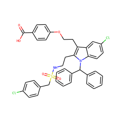 O=C(O)c1ccc(OCCc2c(CCNS(=O)(=O)Cc3ccc(Cl)cc3)n(C(c3ccccc3)c3ccccc3)c3ccc(Cl)cc23)cc1 ZINC000049776337