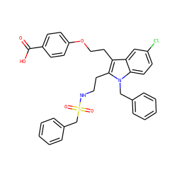 O=C(O)c1ccc(OCCc2c(CCNS(=O)(=O)Cc3ccccc3)n(Cc3ccccc3)c3ccc(Cl)cc23)cc1 ZINC000036310663