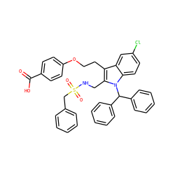 O=C(O)c1ccc(OCCc2c(CNS(=O)(=O)Cc3ccccc3)n(C(c3ccccc3)c3ccccc3)c3ccc(Cl)cc23)cc1 ZINC000049776234
