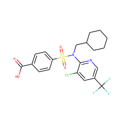O=C(O)c1ccc(S(=O)(=O)N(CC2CCCCC2)c2ncc(C(F)(F)F)cc2Cl)cc1 ZINC000113162561
