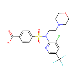 O=C(O)c1ccc(S(=O)(=O)N(CCN2CCOCC2)c2ncc(C(F)(F)F)cc2Cl)cc1 ZINC000113162760