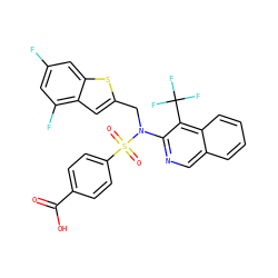 O=C(O)c1ccc(S(=O)(=O)N(Cc2cc3c(F)cc(F)cc3s2)c2ncc3ccccc3c2C(F)(F)F)cc1 ZINC000473213505