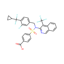 O=C(O)c1ccc(S(=O)(=O)N(Cc2ccc(C(F)(F)C3CC3)c(F)c2)c2ncc3ccccc3c2C(F)(F)F)cc1 ZINC000203670406