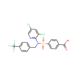 O=C(O)c1ccc(S(=O)(=O)N(Cc2ccc(C(F)(F)F)cc2)c2ncc(Cl)cc2Cl)cc1 ZINC000113166124