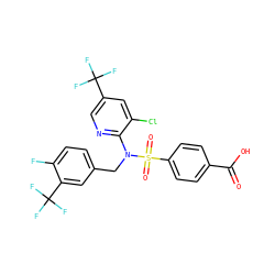 O=C(O)c1ccc(S(=O)(=O)N(Cc2ccc(F)c(C(F)(F)F)c2)c2ncc(C(F)(F)F)cc2Cl)cc1 ZINC000113164888