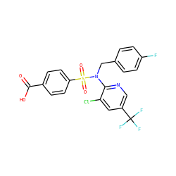 O=C(O)c1ccc(S(=O)(=O)N(Cc2ccc(F)cc2)c2ncc(C(F)(F)F)cc2Cl)cc1 ZINC000113165235