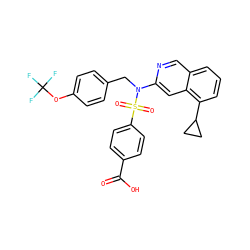 O=C(O)c1ccc(S(=O)(=O)N(Cc2ccc(OC(F)(F)F)cc2)c2cc3c(C4CC4)cccc3cn2)cc1 ZINC000261114271