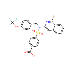 O=C(O)c1ccc(S(=O)(=O)N(Cc2ccc(OC(F)(F)F)cc2)c2cc3ccccc3c(Br)n2)cc1 ZINC000261137795