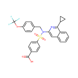 O=C(O)c1ccc(S(=O)(=O)N(Cc2ccc(OC(F)(F)F)cc2)c2cc3ccccc3c(C3CC3)n2)cc1 ZINC000261172362