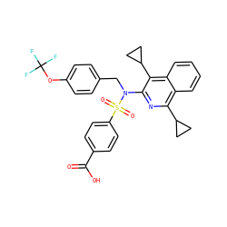 O=C(O)c1ccc(S(=O)(=O)N(Cc2ccc(OC(F)(F)F)cc2)c2nc(C3CC3)c3ccccc3c2C2CC2)cc1 ZINC000261174396