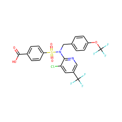 O=C(O)c1ccc(S(=O)(=O)N(Cc2ccc(OC(F)(F)F)cc2)c2ncc(C(F)(F)F)cc2Cl)cc1 ZINC000113159413