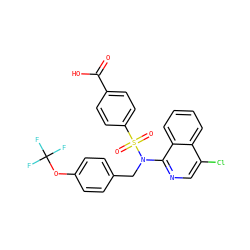 O=C(O)c1ccc(S(=O)(=O)N(Cc2ccc(OC(F)(F)F)cc2)c2ncc(Cl)c3ccccc23)cc1 ZINC000261136842