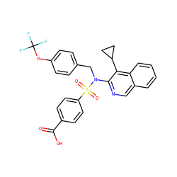 O=C(O)c1ccc(S(=O)(=O)N(Cc2ccc(OC(F)(F)F)cc2)c2ncc3ccccc3c2C2CC2)cc1 ZINC000203668161