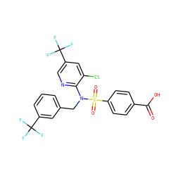 O=C(O)c1ccc(S(=O)(=O)N(Cc2cccc(C(F)(F)F)c2)c2ncc(C(F)(F)F)cc2Cl)cc1 ZINC000113158093