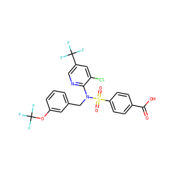O=C(O)c1ccc(S(=O)(=O)N(Cc2cccc(OC(F)(F)F)c2)c2ncc(C(F)(F)F)cc2Cl)cc1 ZINC000113161256