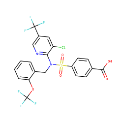 O=C(O)c1ccc(S(=O)(=O)N(Cc2ccccc2OC(F)(F)F)c2ncc(C(F)(F)F)cc2Cl)cc1 ZINC000113165696