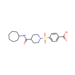 O=C(O)c1ccc(S(=O)(=O)N2CCC(C(=O)NC3CCCCCC3)CC2)cc1 ZINC000082157809