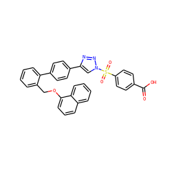 O=C(O)c1ccc(S(=O)(=O)n2cc(-c3ccc(-c4ccccc4COc4cccc5ccccc45)cc3)nn2)cc1 ZINC000066122964