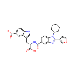 O=C(O)c1ccc2[nH]cc(C[C@H](NC(=O)c3ccc4c(c3)nc(-c3ccoc3)n4C3CCCCC3)C(=O)O)c2c1 ZINC000028020682