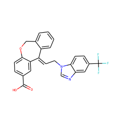 O=C(O)c1ccc2c(c1)/C(=C/Cn1cnc3cc(C(F)(F)F)ccc31)c1ccccc1CO2 ZINC000100641906