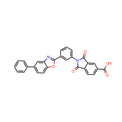 O=C(O)c1ccc2c(c1)C(=O)N(c1cccc(-c3nc4cc(-c5ccccc5)ccc4o3)c1)C2=O ZINC000026980682