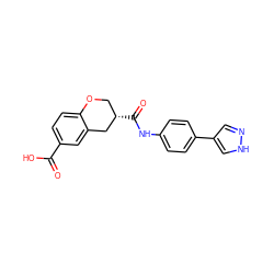 O=C(O)c1ccc2c(c1)C[C@@H](C(=O)Nc1ccc(-c3cn[nH]c3)cc1)CO2 ZINC000040828332