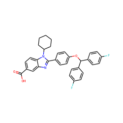 O=C(O)c1ccc2c(c1)nc(-c1ccc(OC(c3ccc(F)cc3)c3ccc(F)cc3)cc1)n2C1CCCCC1 ZINC000036350371