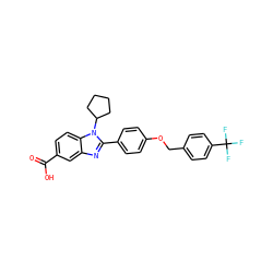 O=C(O)c1ccc2c(c1)nc(-c1ccc(OCc3ccc(C(F)(F)F)cc3)cc1)n2C1CCCC1 ZINC000028570954