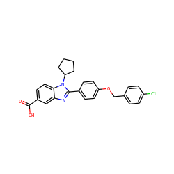 O=C(O)c1ccc2c(c1)nc(-c1ccc(OCc3ccc(Cl)cc3)cc1)n2C1CCCC1 ZINC000036350367