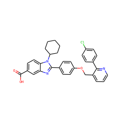 O=C(O)c1ccc2c(c1)nc(-c1ccc(OCc3cccnc3-c3ccc(Cl)cc3)cc1)n2C1CCCCC1 ZINC000036350414