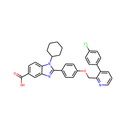 O=C(O)c1ccc2c(c1)nc(-c1ccc(OCc3ncccc3-c3ccc(Cl)cc3)cc1)n2C1CCCCC1 ZINC000036350408