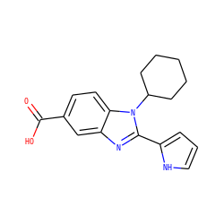 O=C(O)c1ccc2c(c1)nc(-c1ccc[nH]1)n2C1CCCCC1 ZINC000003626273