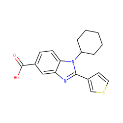 O=C(O)c1ccc2c(c1)nc(-c1ccsc1)n2C1CCCCC1 ZINC000013588428