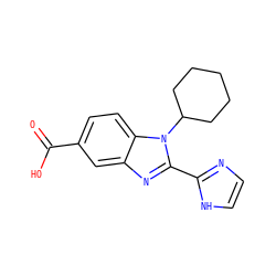 O=C(O)c1ccc2c(c1)nc(-c1ncc[nH]1)n2C1CCCCC1 ZINC000013588426