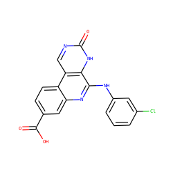 O=C(O)c1ccc2c(c1)nc(Nc1cccc(Cl)c1)c1[nH]c(=O)ncc12 ZINC000199791738