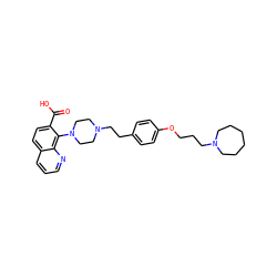 O=C(O)c1ccc2cccnc2c1N1CCN(CCc2ccc(OCCCN3CCCCCC3)cc2)CC1 ZINC001772580750