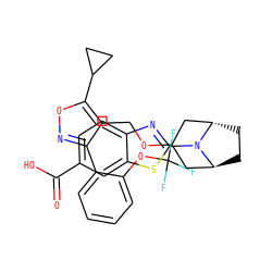 O=C(O)c1ccc2nc(N3[C@H]4CC[C@H]3CC(OCc3c(-c5ccccc5OC(F)(F)F)noc3C3CC3)C4)sc2c1 ZINC000202829261