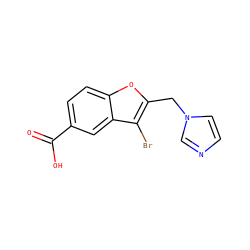 O=C(O)c1ccc2oc(Cn3ccnc3)c(Br)c2c1 ZINC000029394592