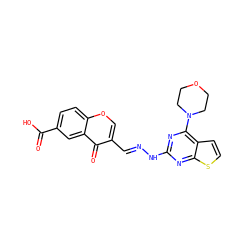 O=C(O)c1ccc2occ(/C=N/Nc3nc(N4CCOCC4)c4ccsc4n3)c(=O)c2c1 ZINC000299869372