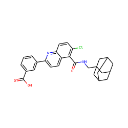 O=C(O)c1cccc(-c2ccc3c(C(=O)NCC45CC6CC(CC(C6)C4)C5)c(Cl)ccc3n2)c1 ZINC000043122787