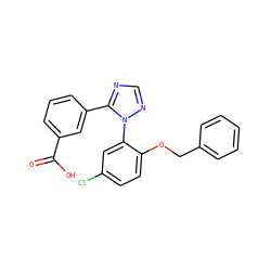 O=C(O)c1cccc(-c2ncnn2-c2cc(Cl)ccc2OCc2ccccc2)c1 ZINC000040564382
