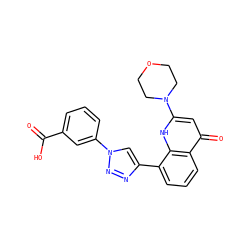 O=C(O)c1cccc(-n2cc(-c3cccc4c(=O)cc(N5CCOCC5)[nH]c34)nn2)c1 ZINC000204312728