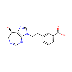 O=C(O)c1cccc(CCn2cnc3c2NC=NC[C@H]3O)c1 ZINC000013807568